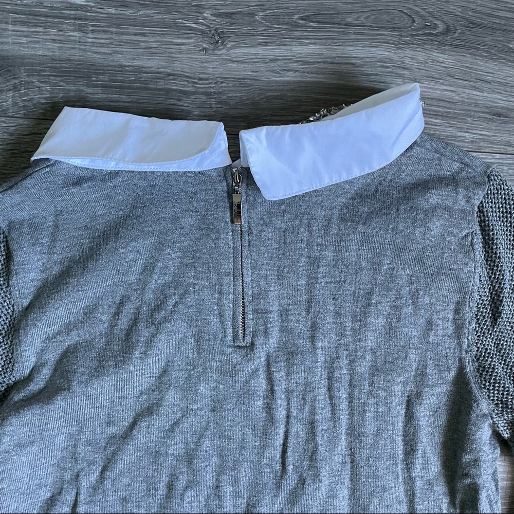 Belldini Rhinestone Collared Pullover Sweater - Picture 4 of 4